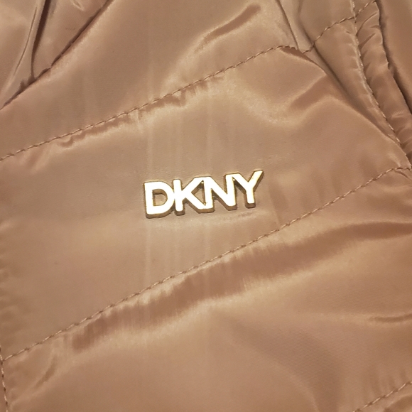 🧁NWT DKNY Girls Small Dusty Rose Blush Reversible Full Zip Hooded Winter Jacket - Picture 4 of 10